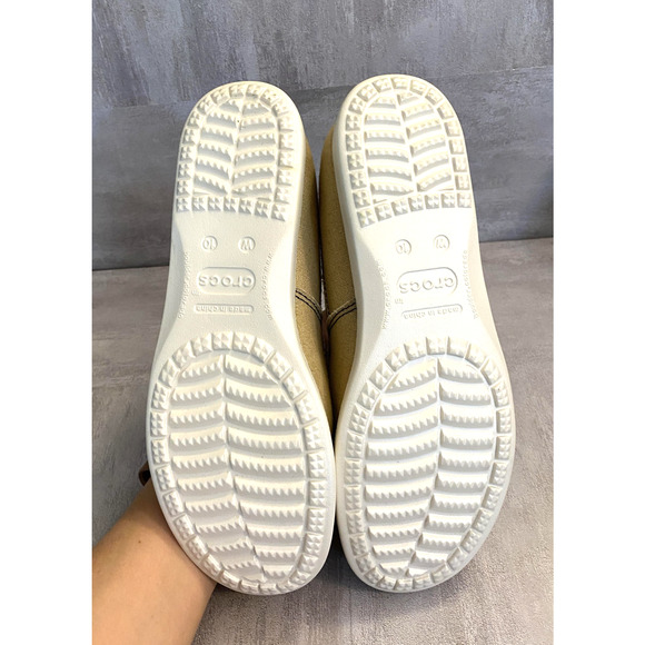 Crocs Shoes Womens Size 10 Tan Mickey Mouse Disney Slip On Canvas Loafers - Picture 9 of 12